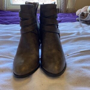 JustFab Olive Wrap-Strap Ankle Boots